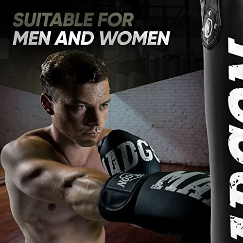 Gants de Boxe MADGON pour Arts Martiaux, Haute Qualité pour Sparring, Absorption Optimum des Chocs, Sacoche Incluse