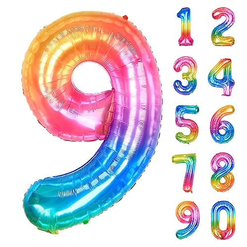 Ponmoo Foil Ballons Chiffre 5 Or, Grands Doré Ballon Numéro Décoration Mariage Anniversaire Party — Rainbow