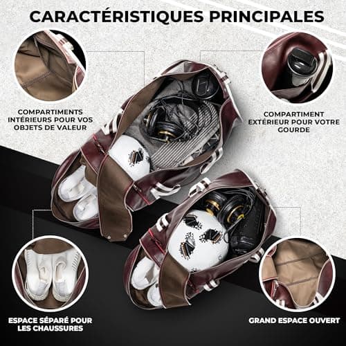 Nolim-it Sac Sport Duffle Bag Homme Résistant à l’Eau Pliable 45x25x25cm 28L Sac Voyage Cabine pour Musculation avec Com