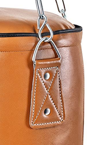 Bad Company Sac de boxe rétro I En cuir synthétique robuste I Marron I 150 x 35 cm I Chaîne en acier I 4 points I Idéal
