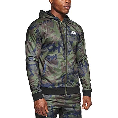 LEONE 1947 Sweat à capuche camouflage vert pour hommes sport et détente tout confort AB302