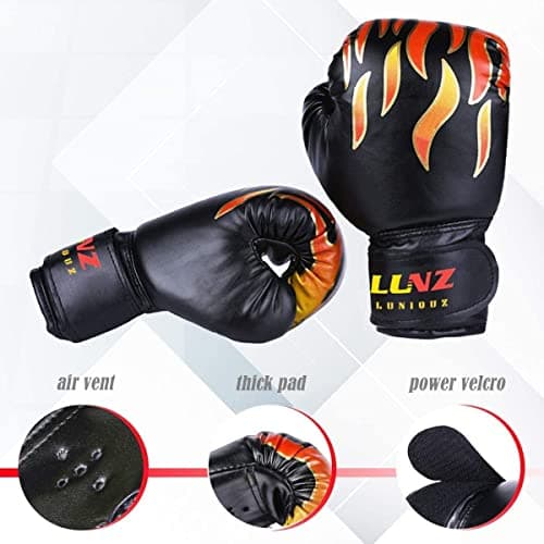 Luniquz Gant de Boxe pour Enfant 3-16 Ans, Cuir Synthétique, Gant d'Entraînement MMA et Muay Thai 8OZ, Spécialisé dans l