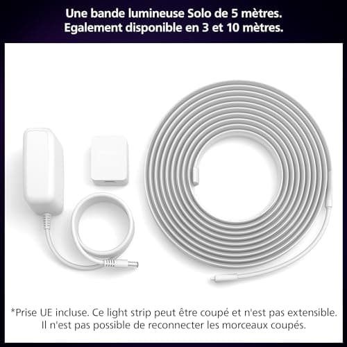Philips Hue White and Color Ambiance - Kit ruban LED 5 mètres - Fonctionne avec Alexa et Google Assistant - Ideal pour l