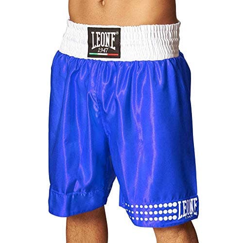 LEONE 1947 Short de Boxe Mixte - Pantalon de Combat Respirant pour Entraînement Sparring (Coton Élasthanne 300g/m²) — Bleu