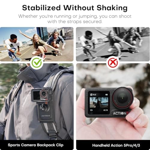 REYGEAK Sangle d'épaule pour DJI Osmo Action 5 Pro/Action 4/Action 3, ajustable, épaillage confortable, sécurité accrue,