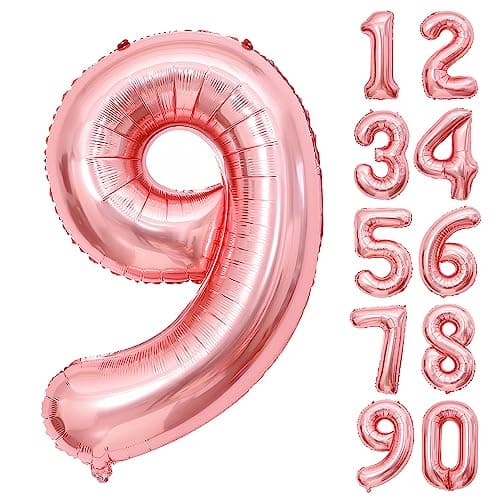 Ponmoo Foil Ballons Chiffre 5 Or, Grands Doré Ballon Numéro Décoration Mariage Anniversaire Party — *Or Rose