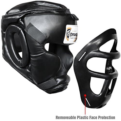 Casque de boxe 2-en-1 réglable avec grille faciale amovible pour art martial — Idéal pour MMA, Muay Thai, Kickboxing | H