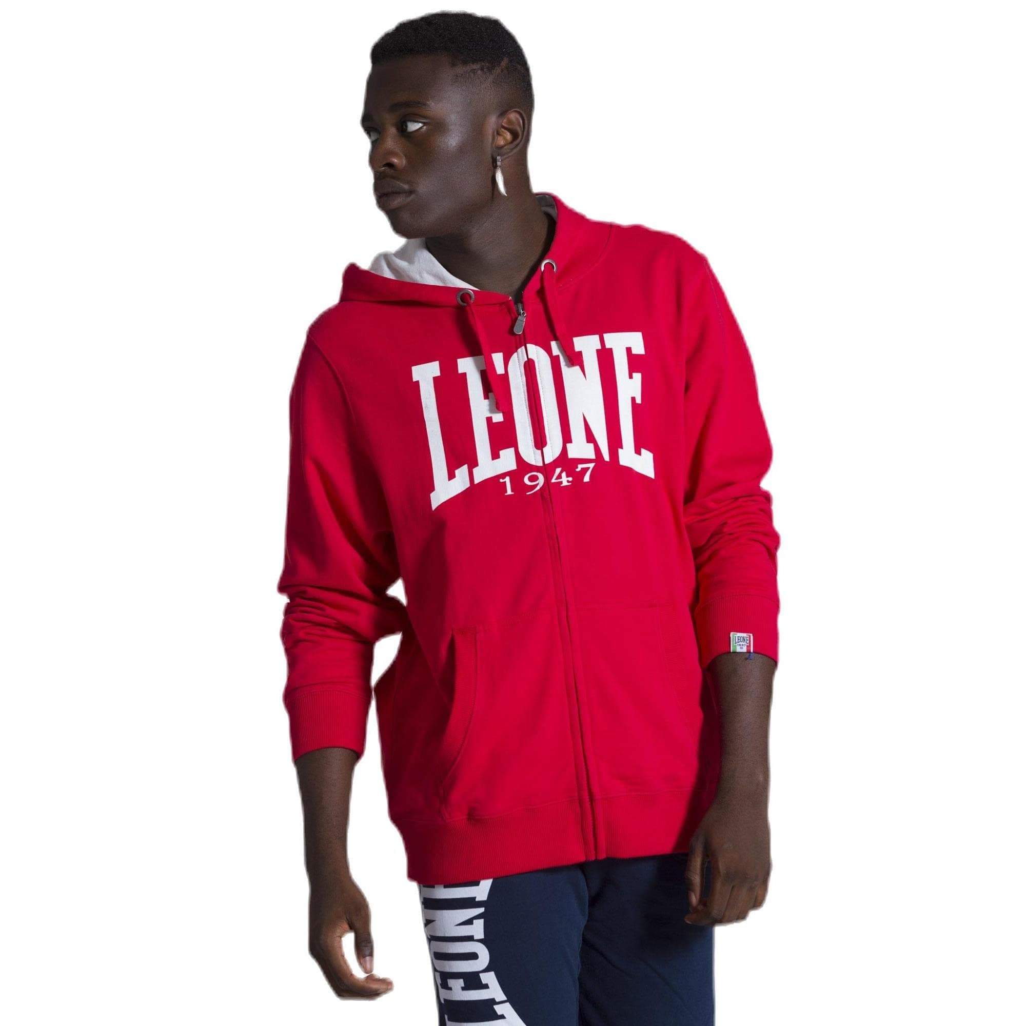 LEONE 1947 Sweat à Capuche zippé pour Homme en Hiver Foncé Comfortable et Chauffant L-SMALL
