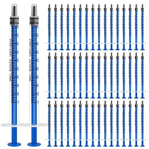 Seringue OFFCUP Plastique 5ml x 10pcs pour Animalerie/Science/Laboratoire, Idéale pour Chien/Chat, Usage Multifonctionne — 50pcs 1ml
