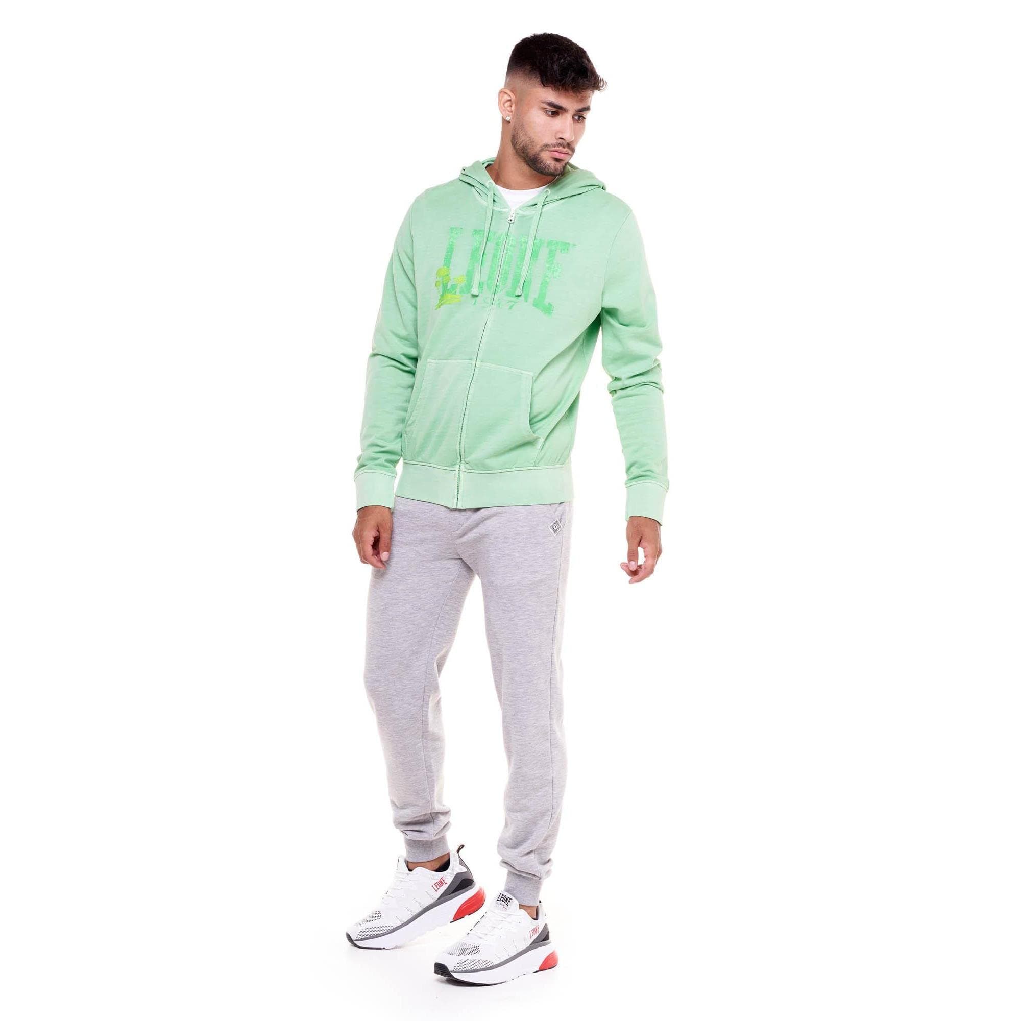 LEONE 1947 Sweat-shirt pour homme Full Zip Beach Grisé Vert (Grass Green) M