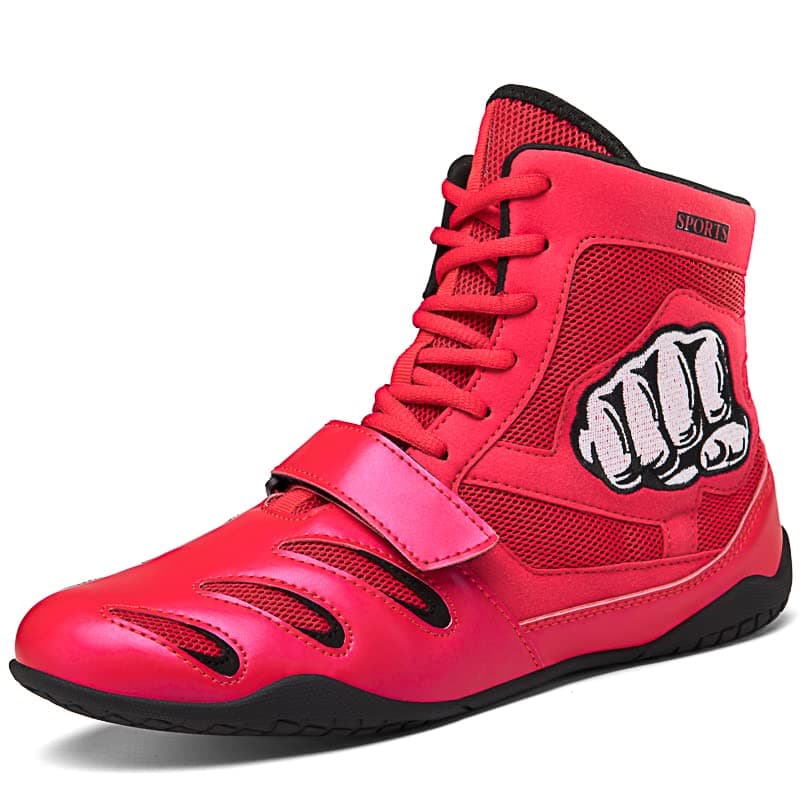 Youngtie Chaussures de Boxe d'entraînement Professionnel pour Hommes et Femmes - Lutte, Résistance, Durable — Rouge