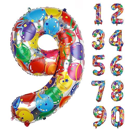 Ponmoo Foil Ballons Chiffre 5 Or, Grands Doré Ballon Numéro Décoration Mariage Anniversaire Party — Multicolore