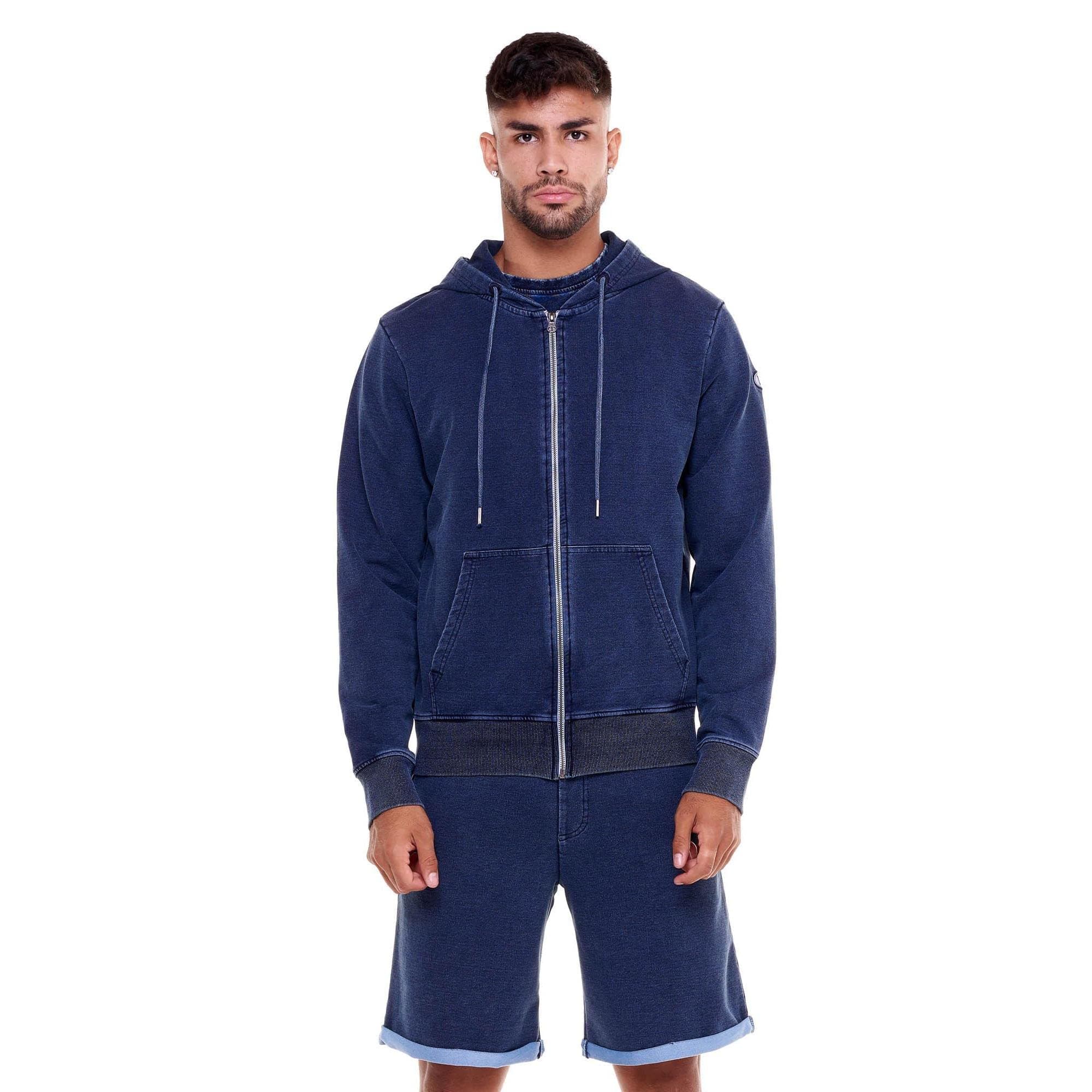 LEONE 1947 Sweat à capuche Indigo Blue Homme Denim Wash M
