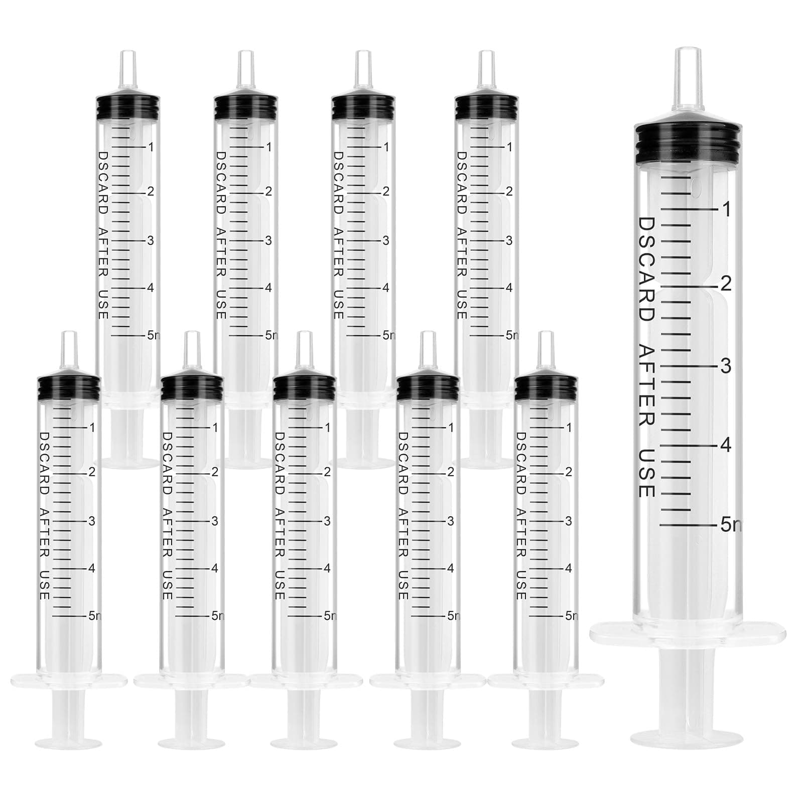 Seringue OFFCUP Plastique 5ml x 10pcs pour Animalerie/Science/Laboratoire, Idéale pour Chien/Chat, Usage Multifonctionne