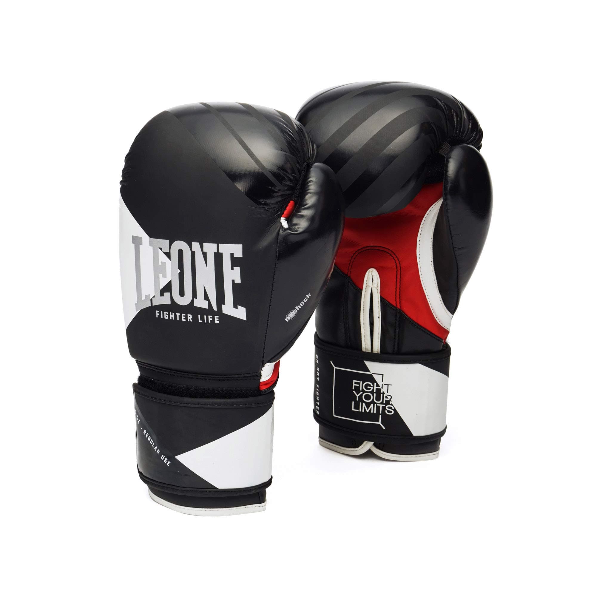 Gants de boxe Leone 1947 Fighter Life Adulte Unisexe Noir 10 oz