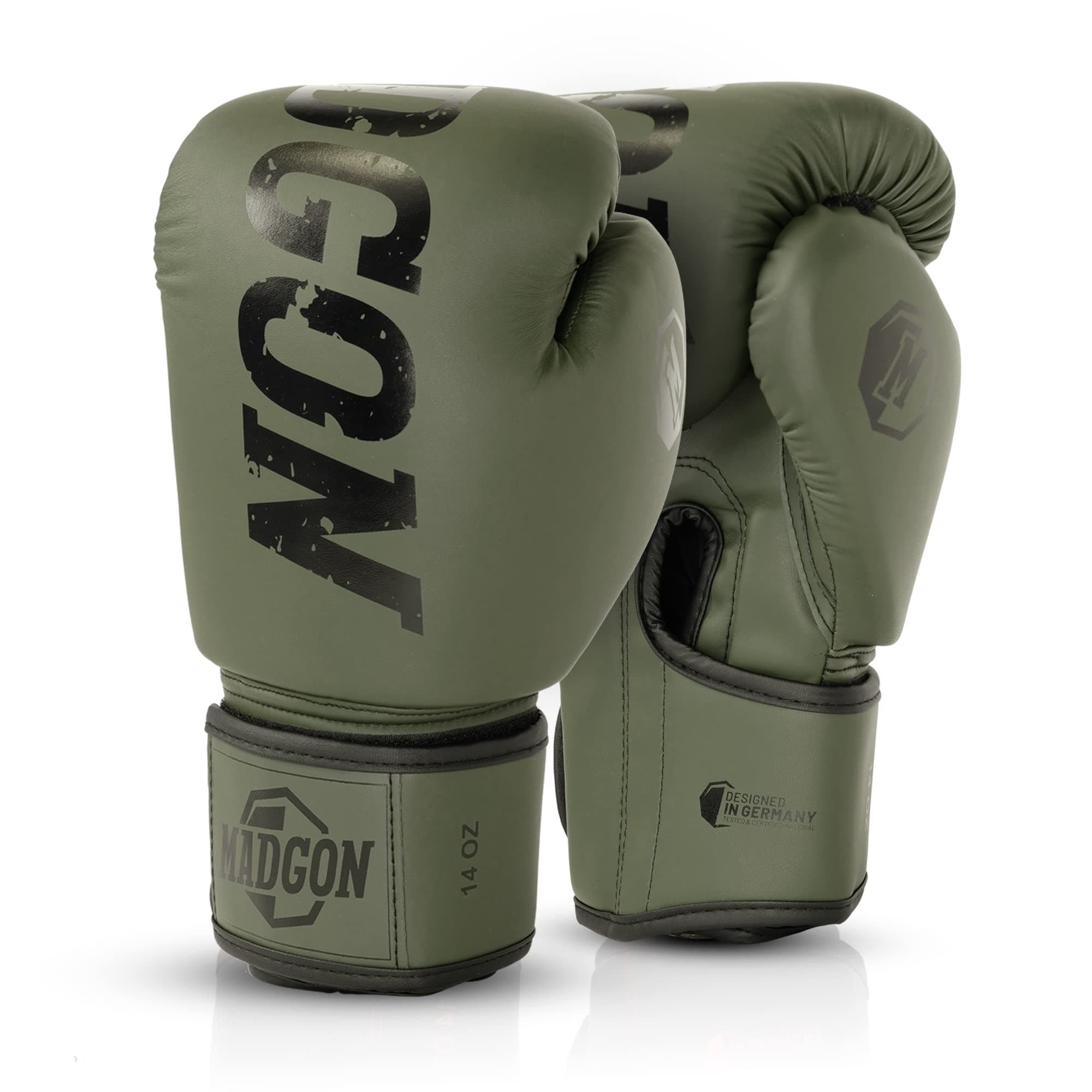 Gants de Boxe MADGON pour Arts Martiaux, Haute Qualité pour Sparring, Absorption Optimum des Chocs, Sacoche Incluse