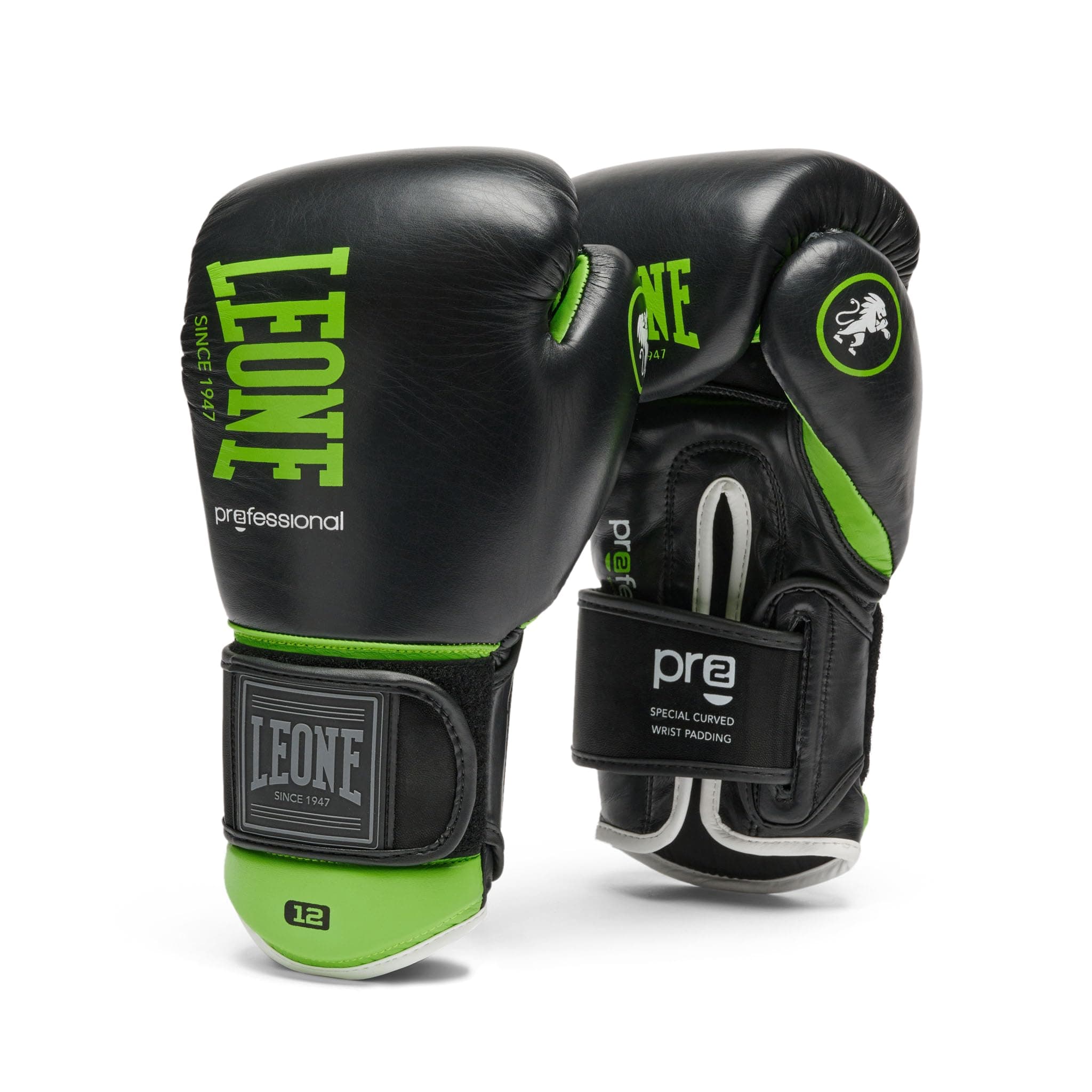 LEONE 1947, Gants de Boxe Professionnels en Cuir Noir 10OZ pour Hommes
