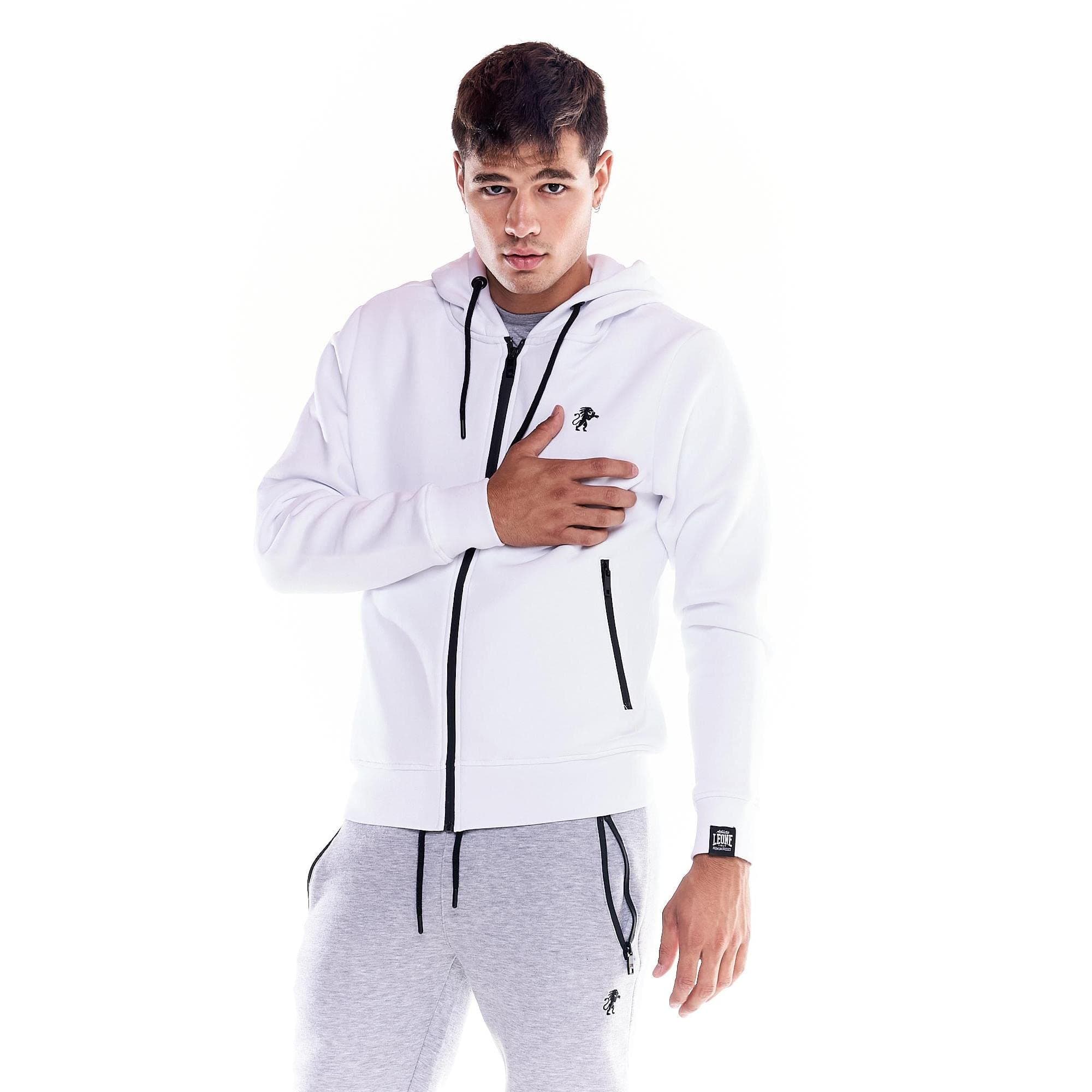 LEONE 1947 Sweat-shirt Homme Capuche Full Zip Icône Soft Basic Noir Taille Élégante Taille Adéquate Événements Jours De