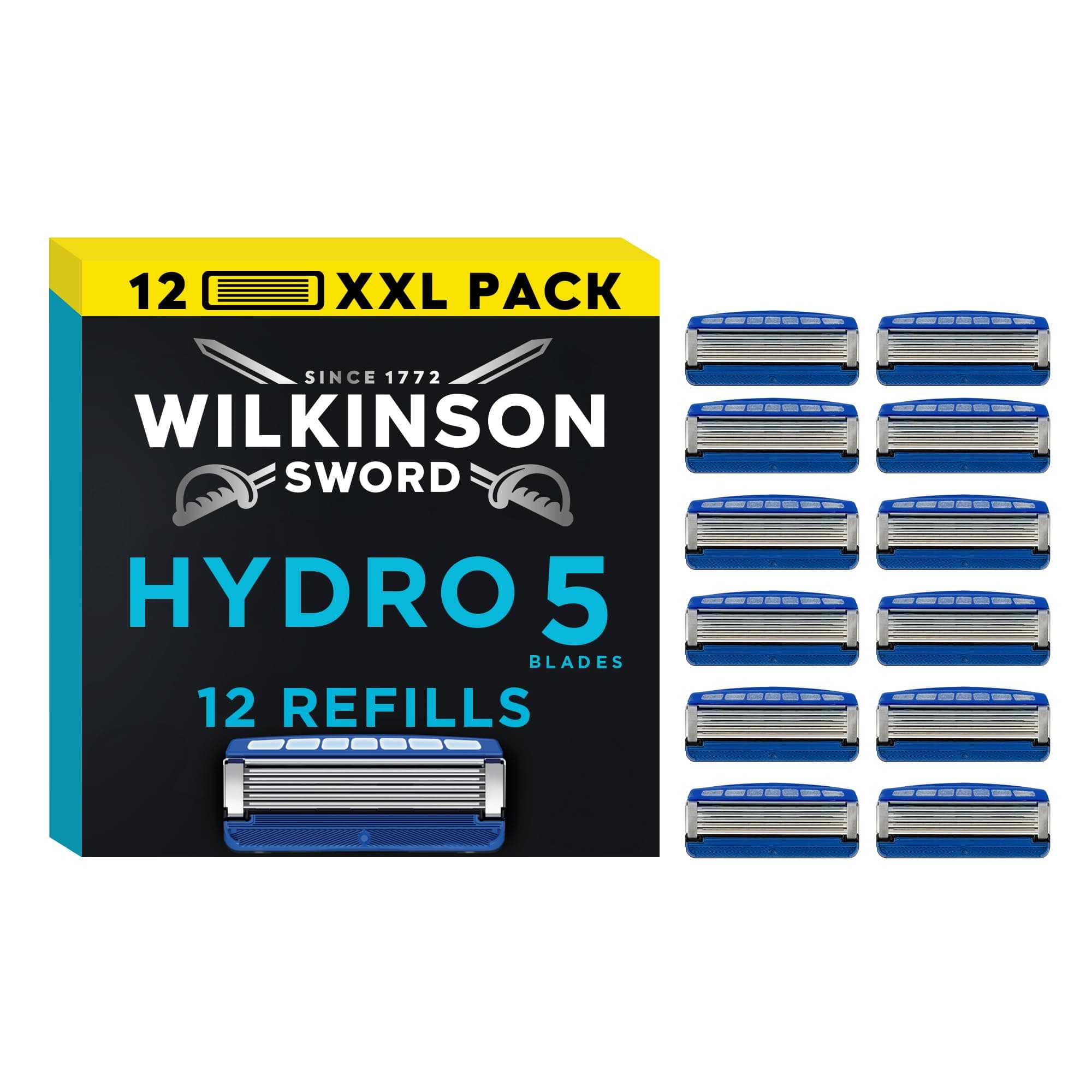 Wilkinson Sword Hydro 5 - Lames de rasoir hommes - adapté aux hommes - parfait pour le matin - Pack de 12 recharges