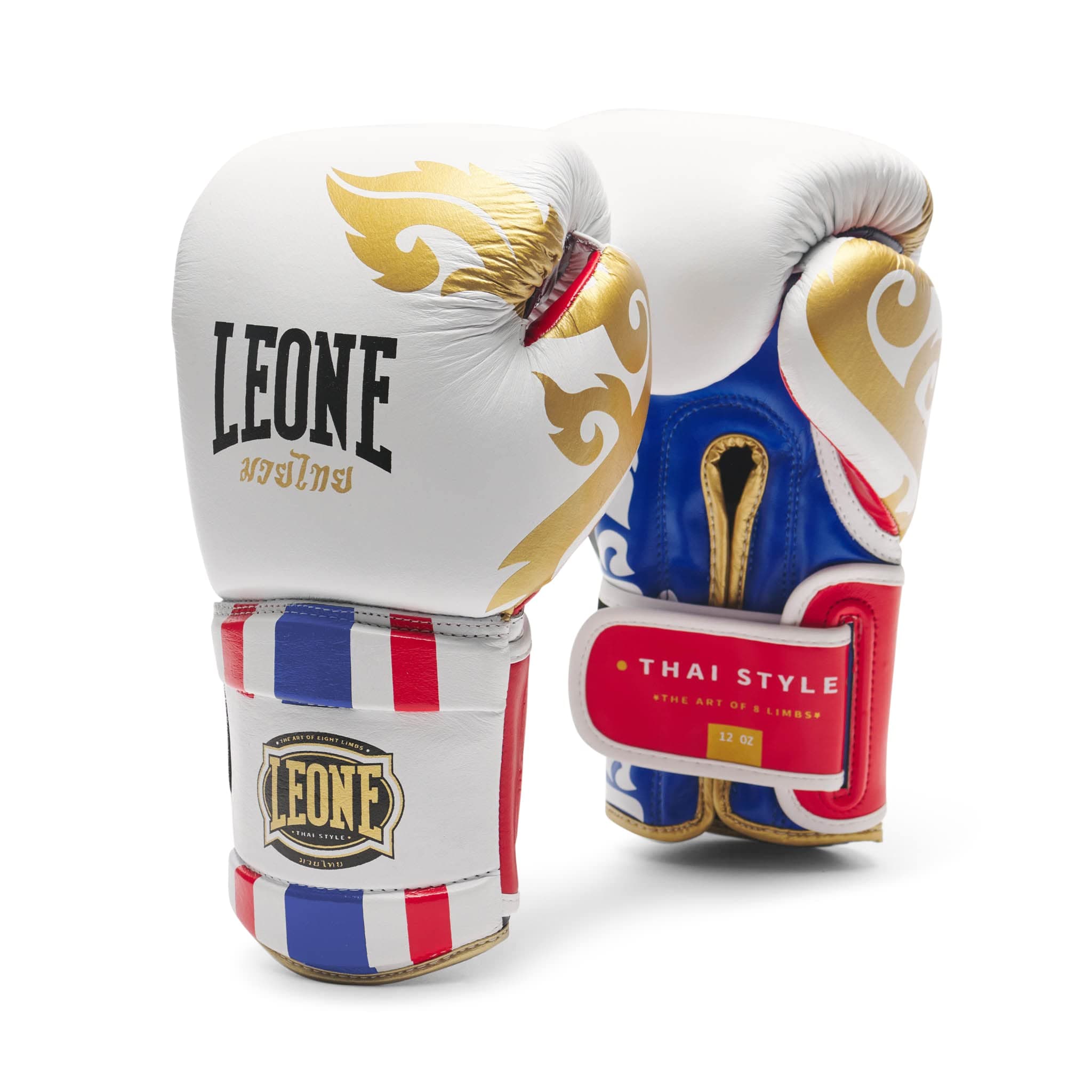 Gants de boxe Leone Thai Style Blanc pour Combattants Professionnels en Salon de Boxe