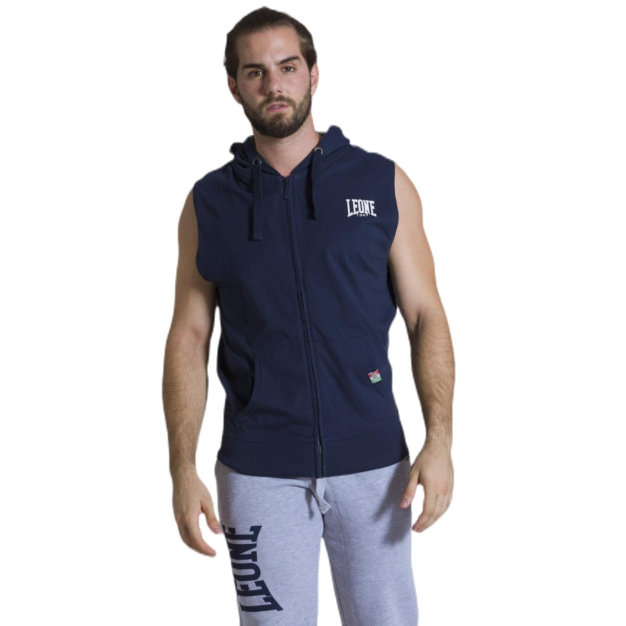 LEONE 1947 Sweat-Shirt à Capuche sans Manches Zip Homme Hiver Vogue