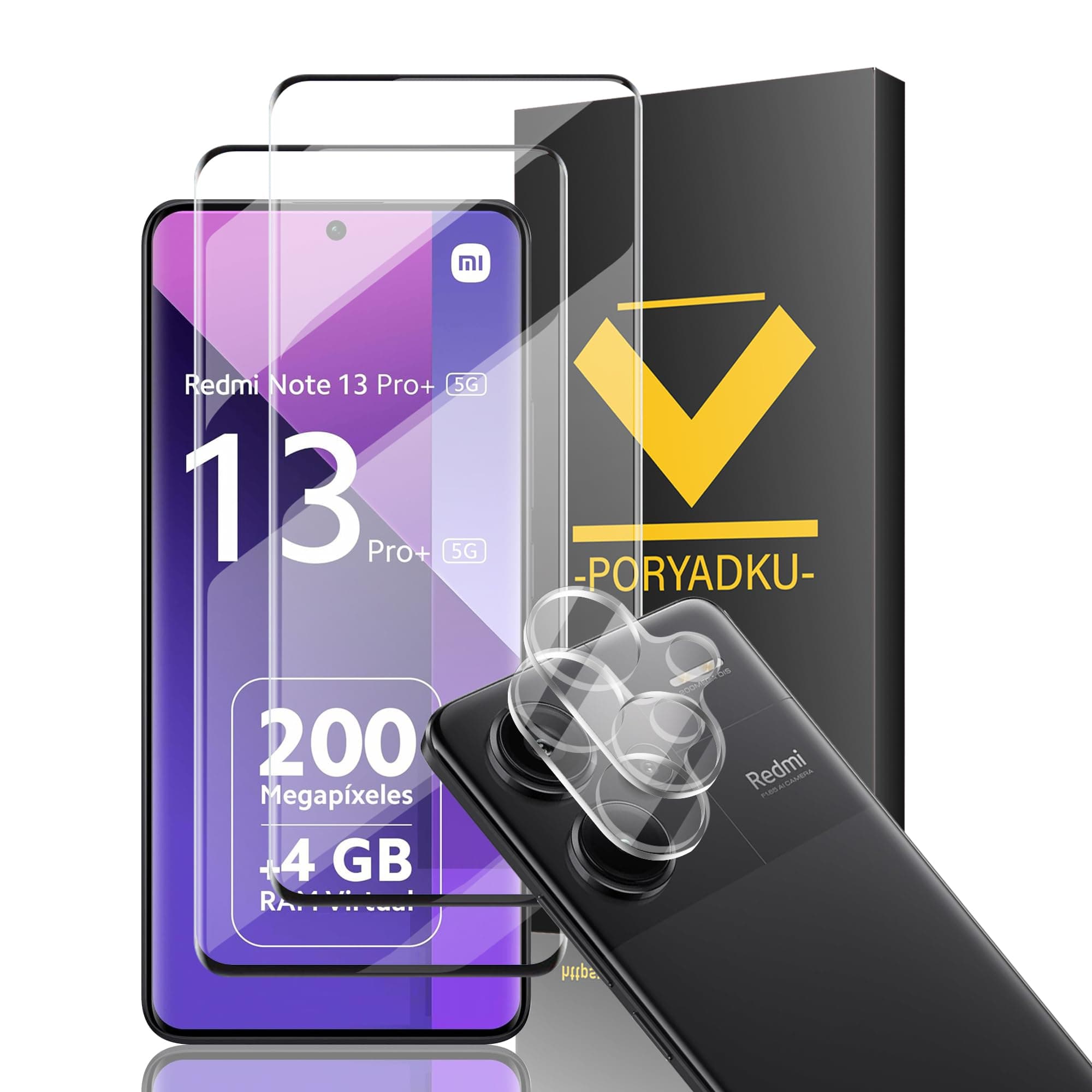 Protection d'écran Xiaomi Redmi Note 13 Pro+ 5G - Verre trempé 2 pièces + Caméra protecteur 2 pièces | Durabilité 9H | A