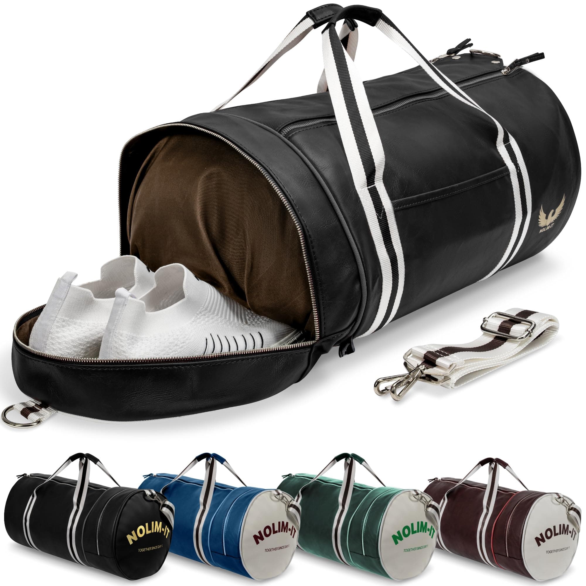 Sac de Sport Nolim-it Vulgaris - Simili Cuir - Sac Bandoulière Homme - Résistant à l’Eau - Compartment Chaussures - Sac