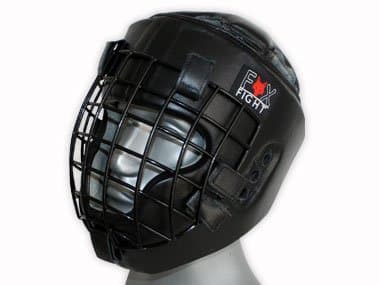 FOX-FIGHT Casque de Boxe en Cuir Véritable avec Grille Métallique - Protection Optimale pour MMA, Boxe et Kickboxing | M