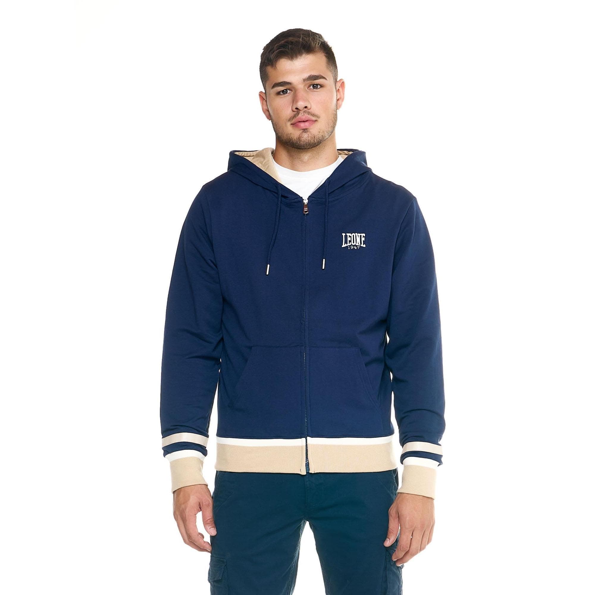 LEONE 1947 Sweat à Capuche Homme Fermeture Éclair Arrière Confortable pour Sorties Casuelles