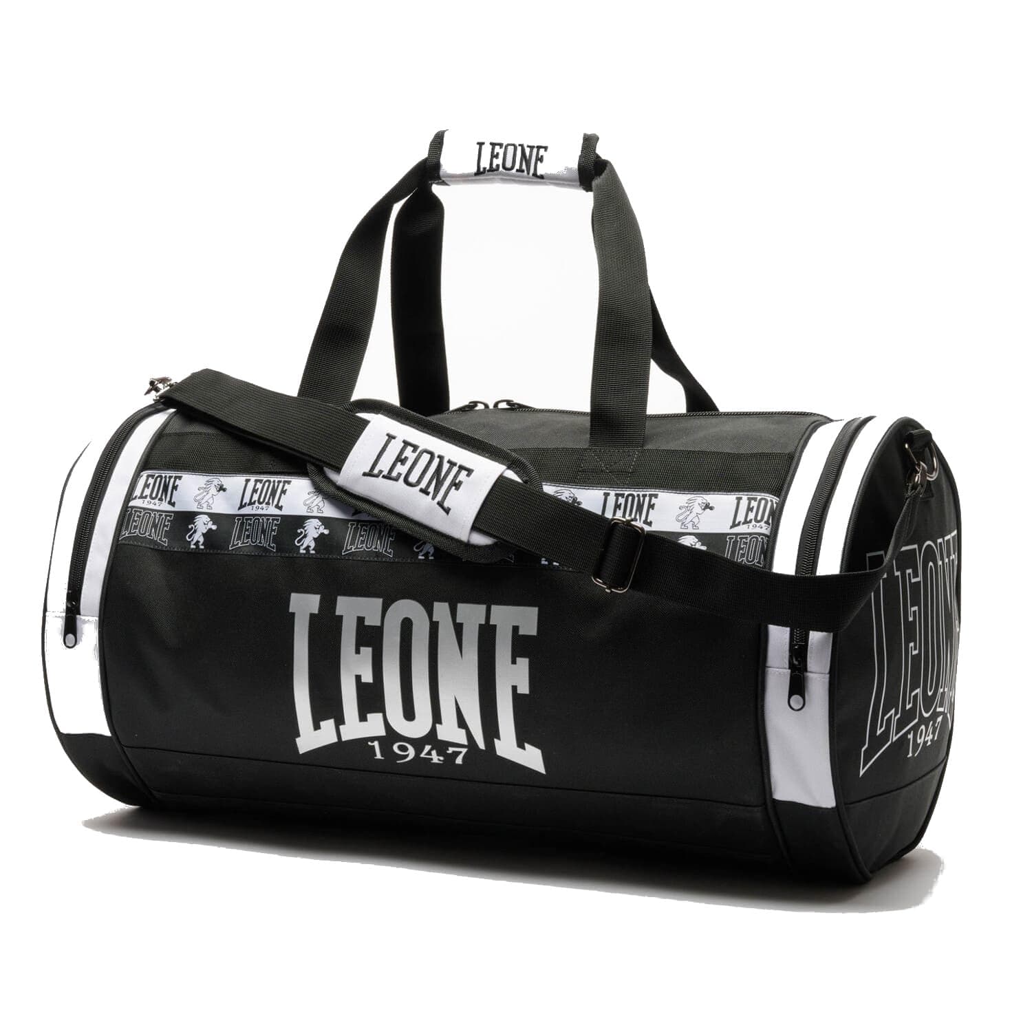 Sac de sport Leone 1947 Iconic Noir - Entraînement Gym Fitness Arts Martiaux Voyage, Noir 60x32_cm