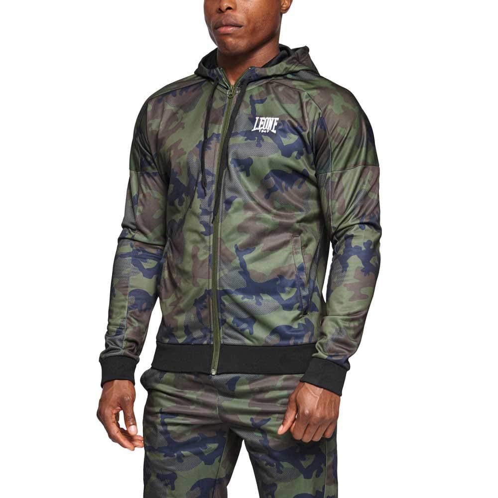 LEONE 1947 Sweat à capuche camouflage vert pour hommes sport et détente tout confort AB302