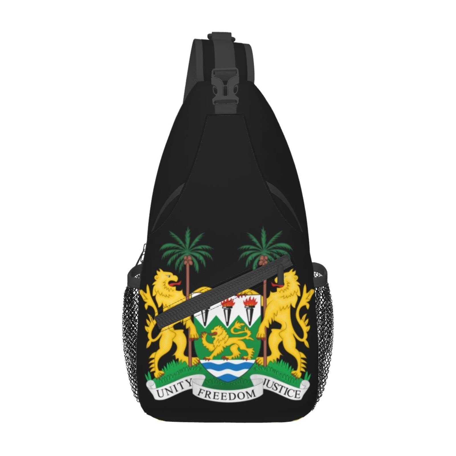 Sac de poitrine emblème national de la Sierra Leone multitâche avec bretelles réglables pour excursion, voyage, camping