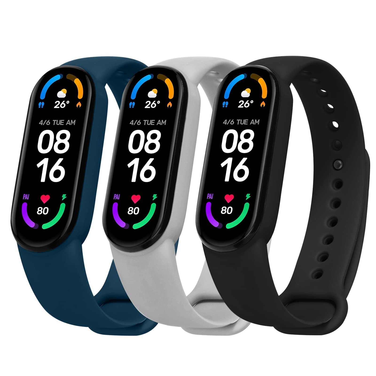 Bracelet Xiaomi Mi Band 5/Xiaomi Mi Band 6/7/4/3 en Nylon Tricoté Extensibles, Acier Inoxydable pour Accessoires