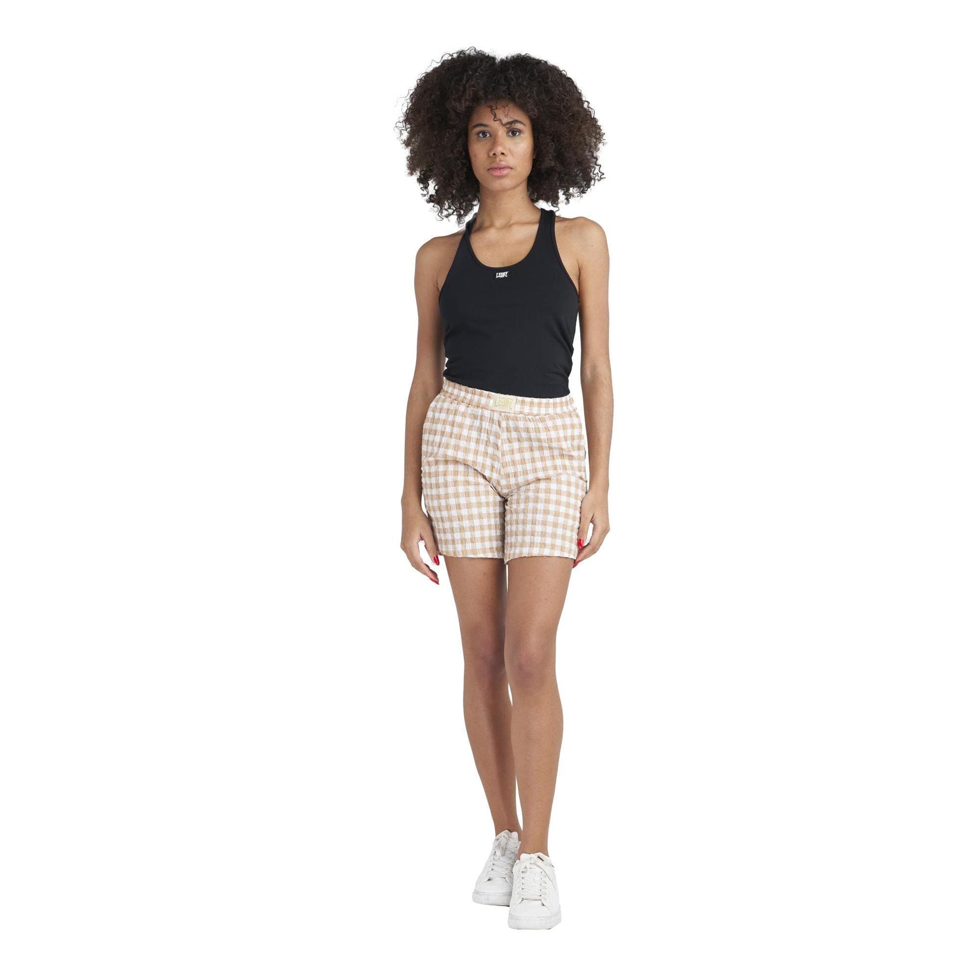 LEONE 1947 - Chic Boxing Short Floral Pattern pour Femmes en Sandy (80) - Mode Élégante