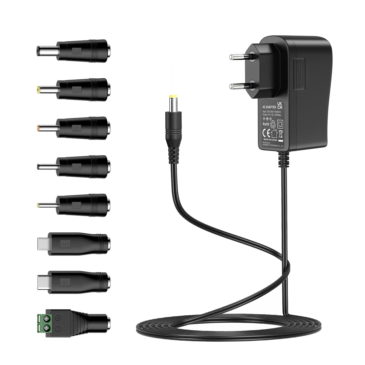Bloc d'alimentation 5 V 2 A 8 prises CC pour électronique et surveillance vidéo 2000 mA