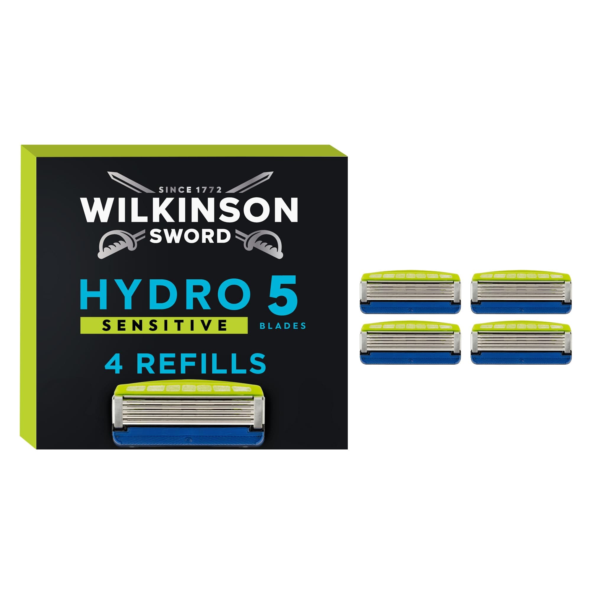 Wilkinson Sword Rasoir Sensitive pour Homme - Aloe Vera pour Réduire les Irritations & Lame de Précision - Pack de 4 Rec