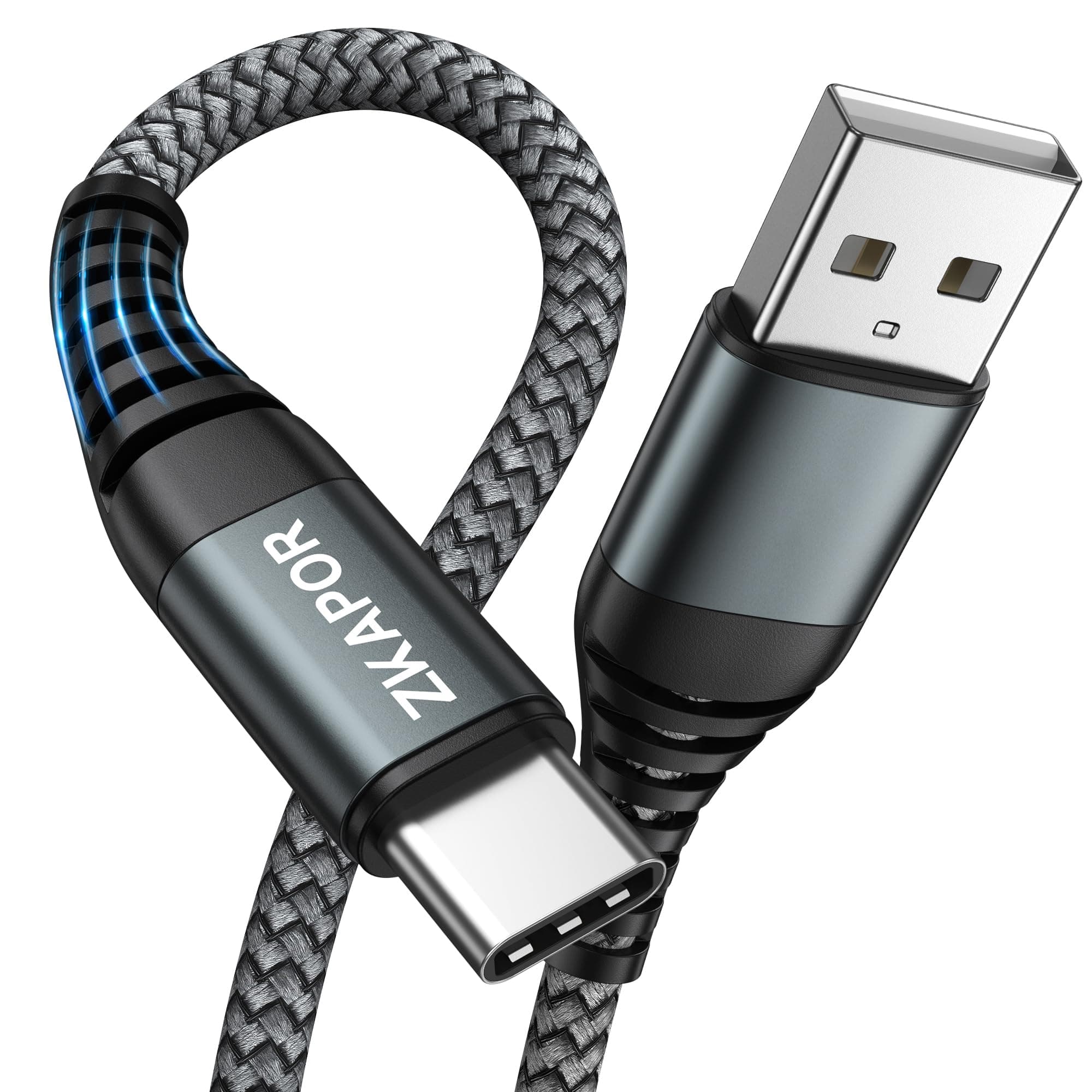 ZKAPOR Câble USB C Type C 5M Étanche Charge Rapide 3A pour iPhone 16 Pro Max Galaxy S24 Huawei P60 Nylon Tressé Compatib