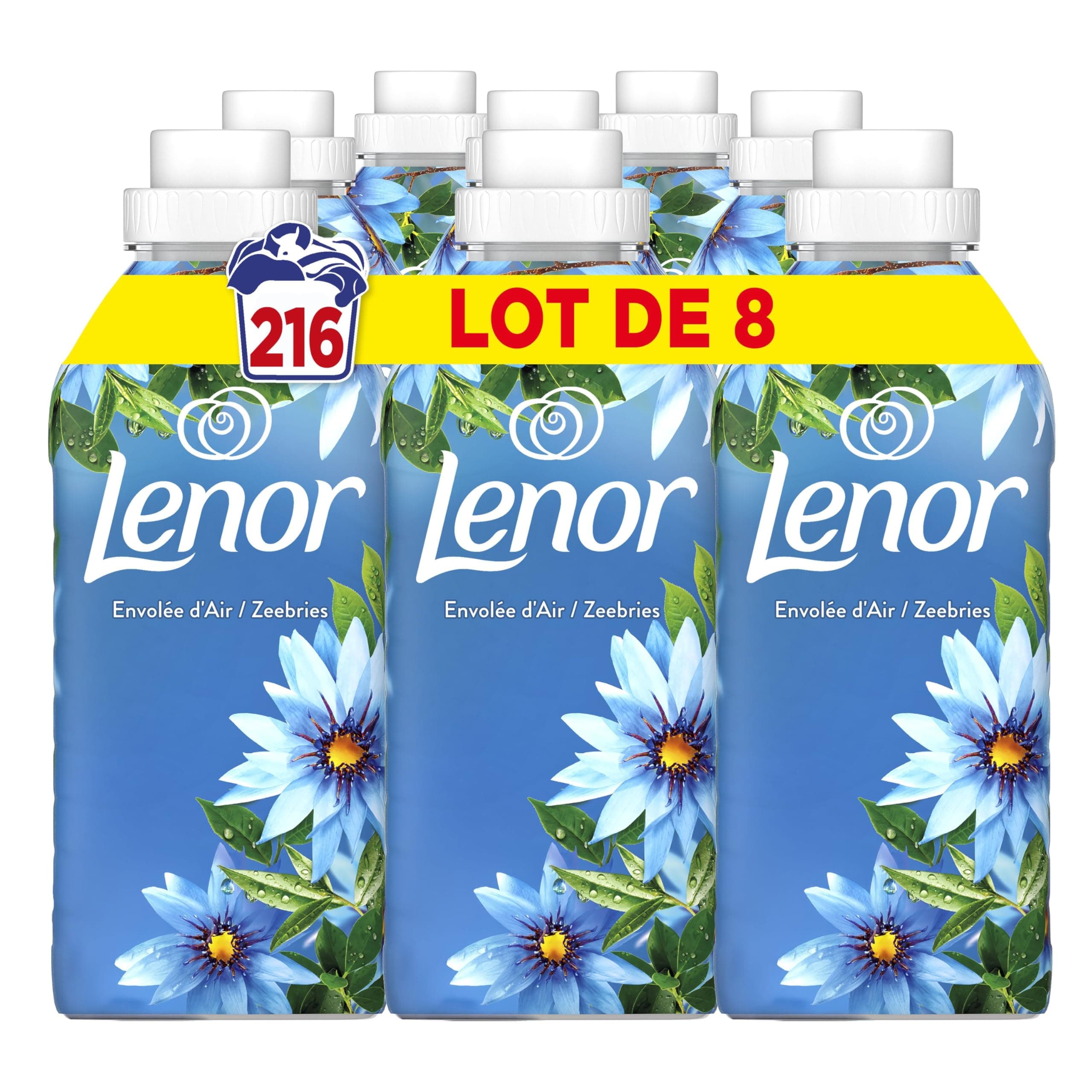 Lenor Adoucissant Envolée d’Air 24H de Fraîcheur 8 x 27 Lavages