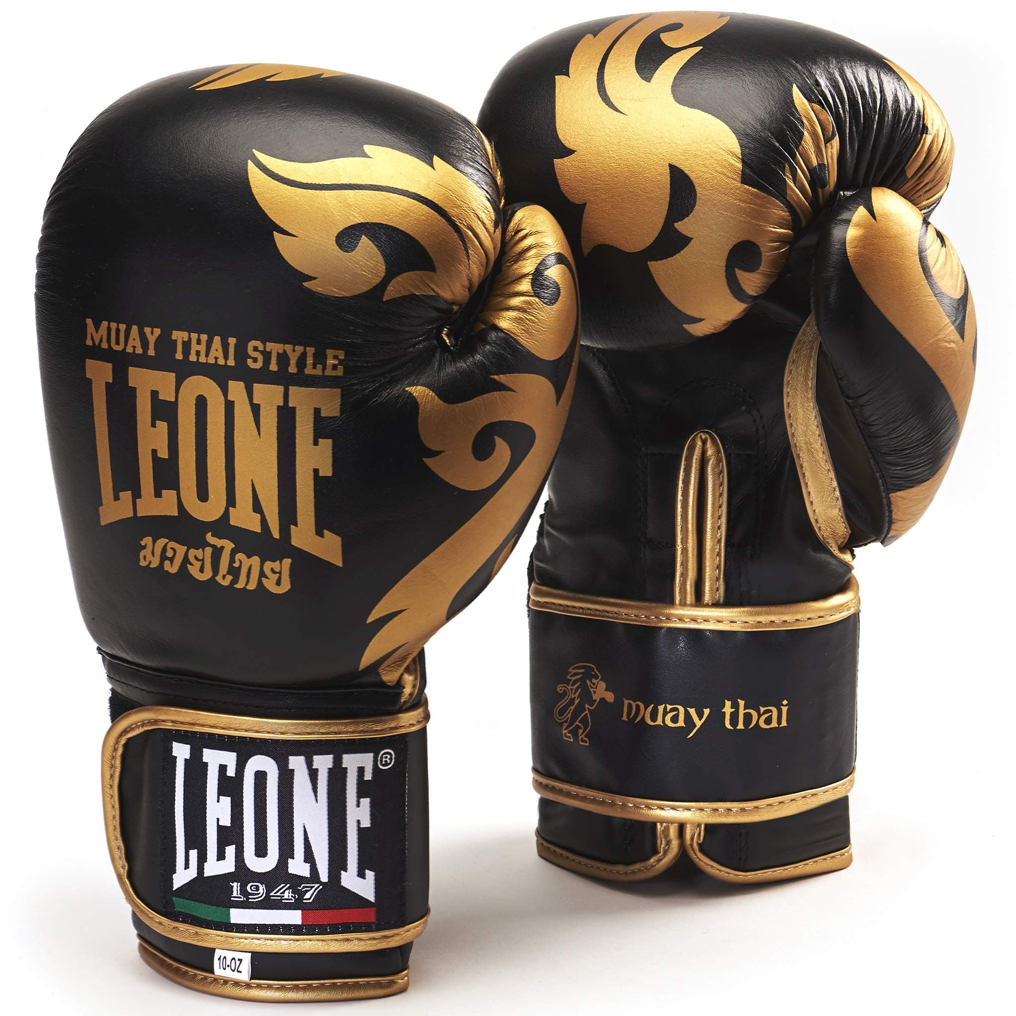 LEONE 1947 GN031 Muai Thai gants boxe - Noir - 10 oz